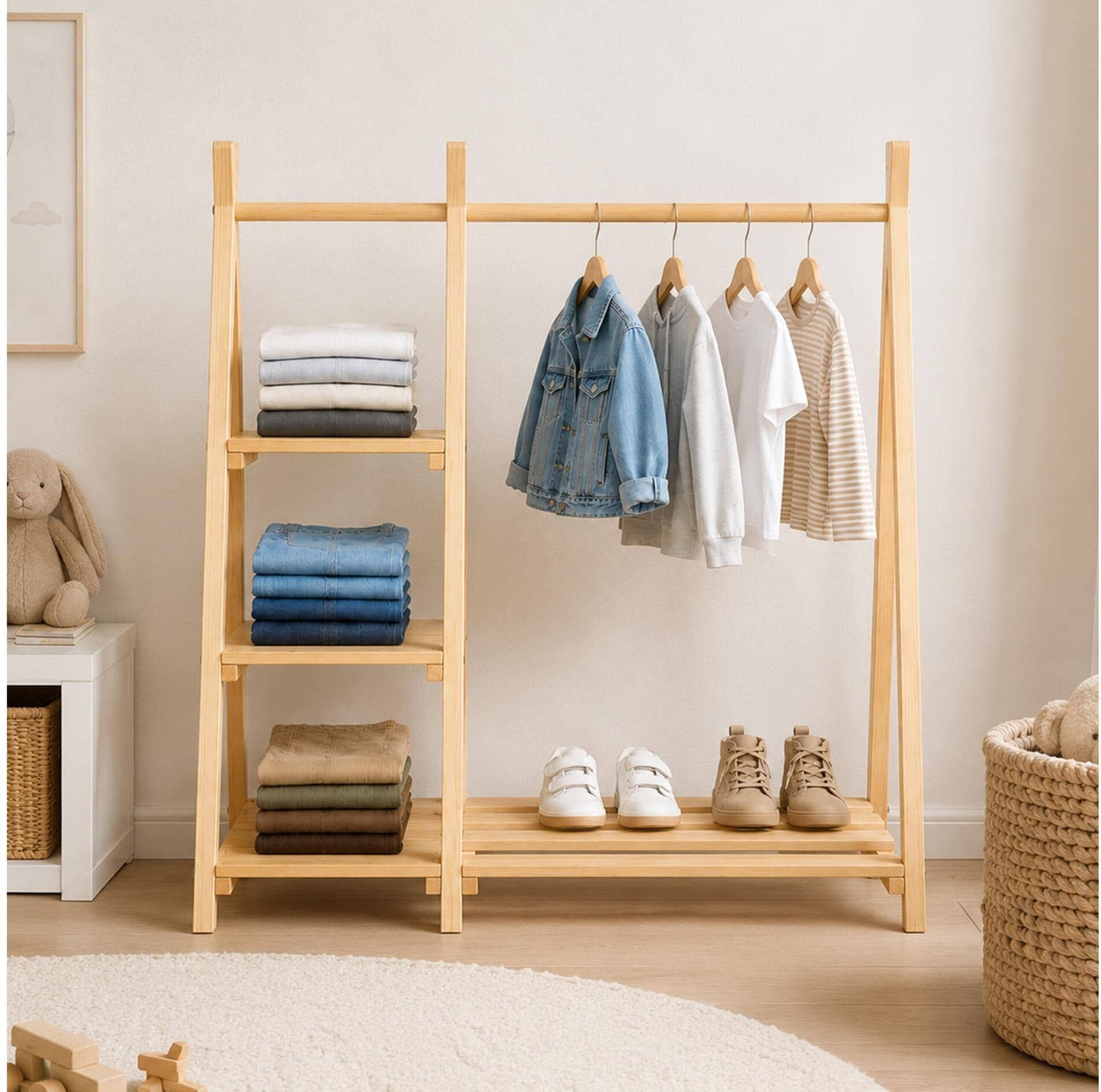 Garderobenständer RELAXDAYS "x", Baby, braun (hellbraun), Massivholz, Garderobenständer Garderobenständer hellbraun Einheitsgröße