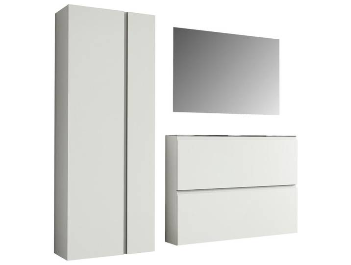 Moderano Garderobe, Weiss, Glas, Holzwerkstoff, 3-teilig, 180x185x33 cm, Garderobe, Garderobensets & -serien, Garderoben-Set