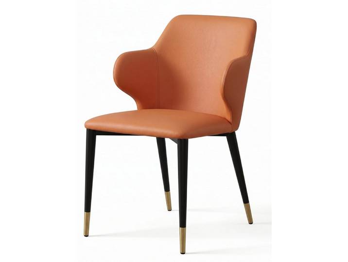 Xlmoebel Esszimmerstuhl Feiner Esszimmerstuhl Orange Kunstleder Goldfarbene Polsterstuhl (1-tlg)