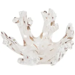 Weiße Koralle und Schwefelgold - Anderes Glas Amadeus 16x16 cm