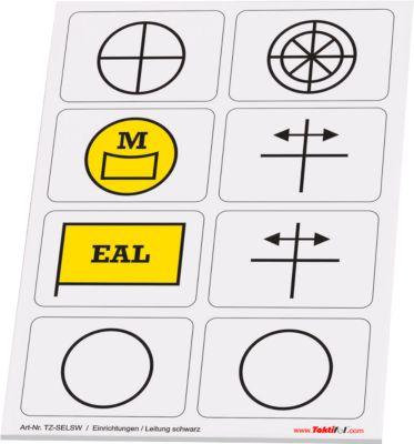Taktische Zeichen Taktifol Einrichtungen-Leitung, rechteckig, selbsthaftend, beschriftbar, trocken abwischbar, L 46 x B 32 mm, mehrfarbig, 8 Zeichen