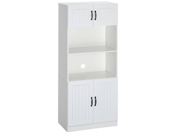 ROVRYN Colonne de cuisine 70 x 40 x 170 cm meuble micro-ondes 4 portes 4 étagères MDF blanc