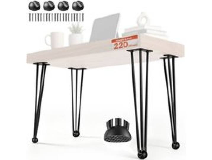 VEVOR Pieds de table en épingle à cheveux de 71,1 cm Ensemble de pieds de table en épingles 4 Pc Pieds de table en épingle à cheveux en acier avec 3 Tiges