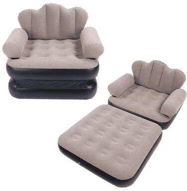 SUGIFT Inflatable Sofa Bed, 2-in-1 Foldable Thickened Flocked PVC Blow-Up Sofa with 2 Pumps, Air Couch Mattress for Camping and Guests