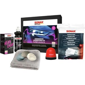 Sonax Scheinwerfer-Aufbereitung Profiline, 04056410, Set, manuelle Aufbereitung, für Kunststoffscheinwerfer, 40-teilig