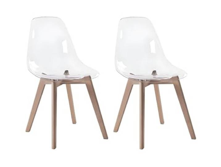 Vente-unique Audra Esszimmerstühle, Polycarbonat, Buche, transparent, 2 Stück