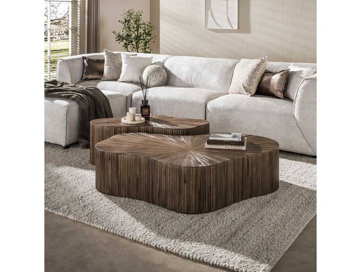 Couchtisch Set Luck 3 , 2-teilig , Teakholz massiv , Espresso