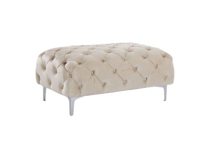 Pouf chesterfield en velours beige EDWINA