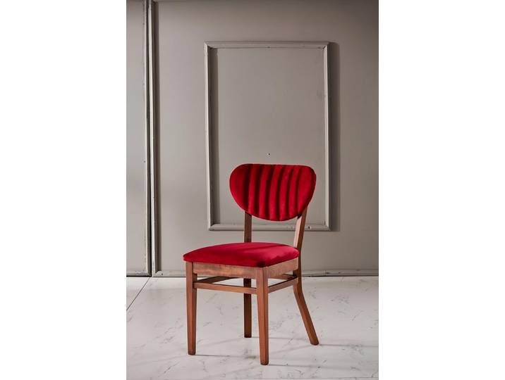 Xlmoebel Esszimmerstuhl Roter Stuhl mit Holzoptik und modernem Design, Hergestellt in Europa