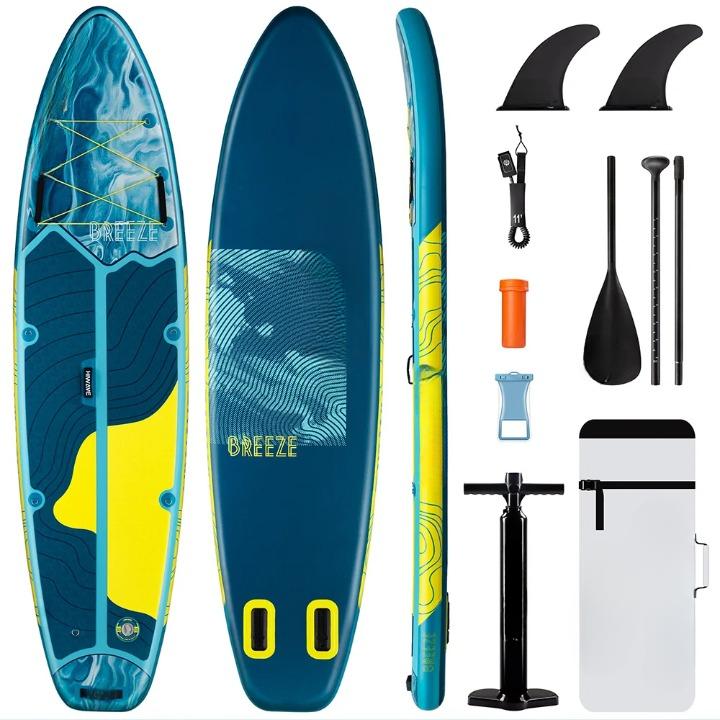 Aufblasbares Paddleboard - Blaues Wassersportgerät mit robuster PVC-Konstruktion und hoher Tragfähigkeit