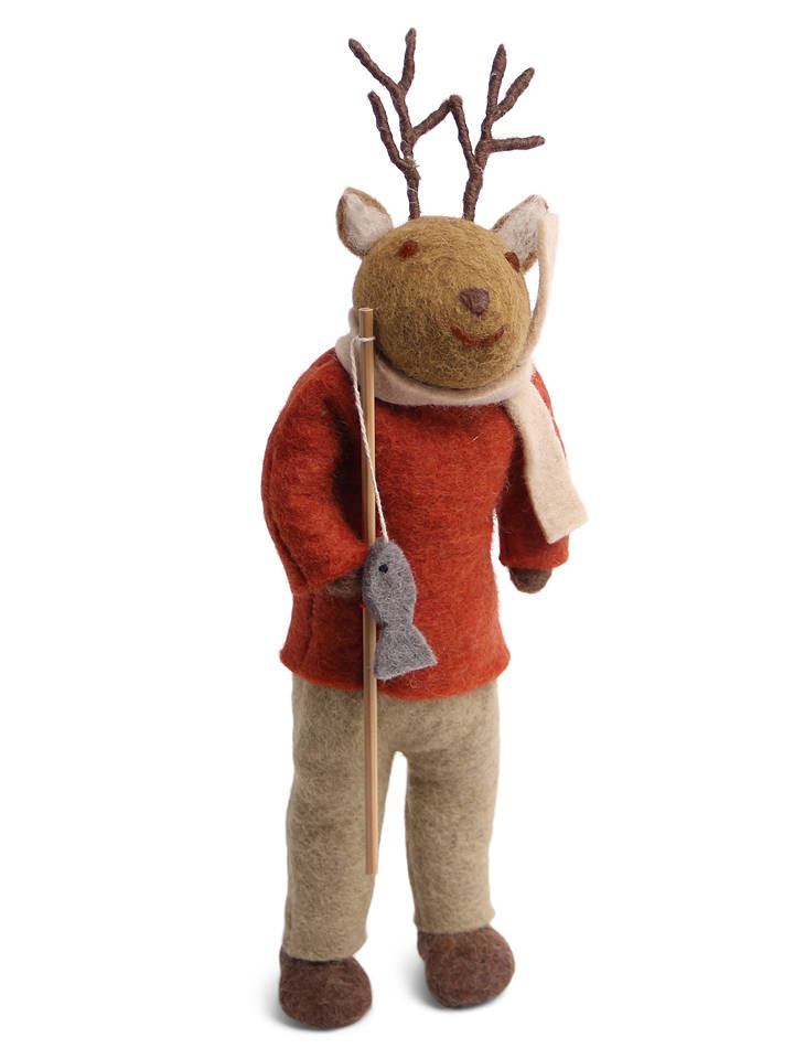 Gry & Sif Dekofigur ''Boy Deer'' in Hellbraun/ Rot - (L)27 cm - onesize