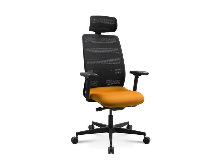 Swivel chair Tradingzone Air with headrest & with 3D armrests Yellow, New, Ergonomic chair - ideal for flexible working