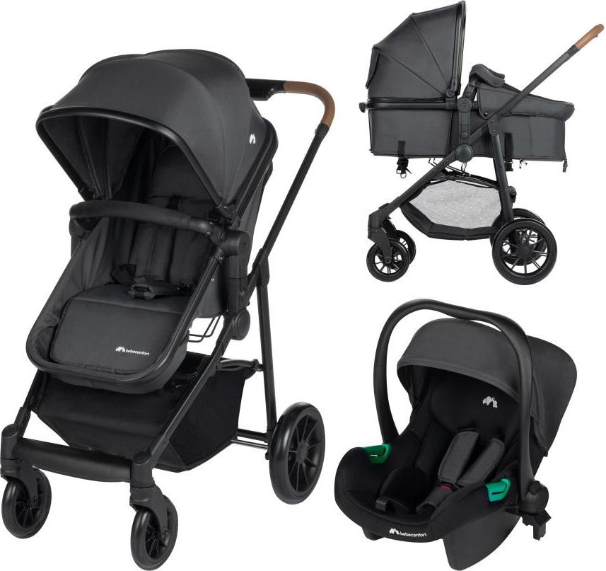 Bebeconfort Haze Trio, Kinderwagen 3-in-1 Komplettset, 0-4 Jahre, 2-in-1-Sitzeinheit, wendbarer & leichter Kinderwagen, Babyschale, Mineral Graphite