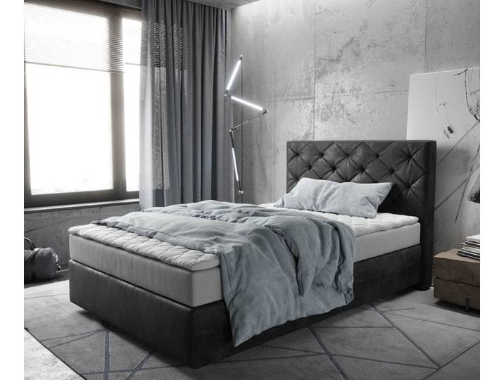 Boxspringbett Dream-Great 120x200 cm Mikrofaser Anthrazit Vintage mit Matratze und Topper, Boxspringbetten