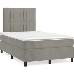 vidaXL Boxspringbett mit Matratze Hellgrau 120x200 cm Samt