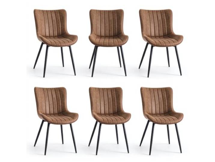 GarveeHome 6er-Set Moderne Esszimmerstühle Aus PU-Leder Trägt Bis Zu 136kg Kaffe