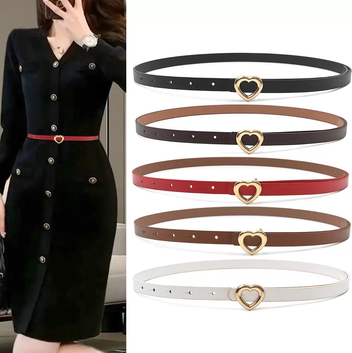 INF Ceintures fines en cuir pour femmes model 1