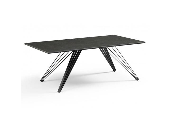 Table basse 120x60 cm céramique gris foncé pieds filaires