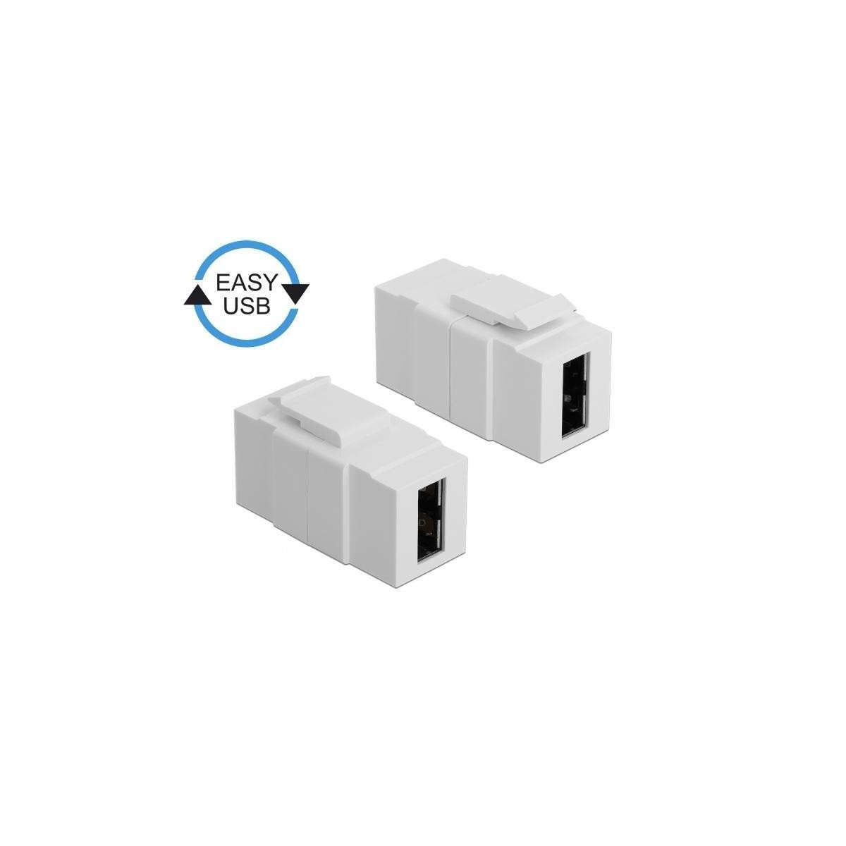 Delock Keystone module USB-adapter USB (vrouwelijk) naar USB (vrouwelijk) USB 2.0 wit
