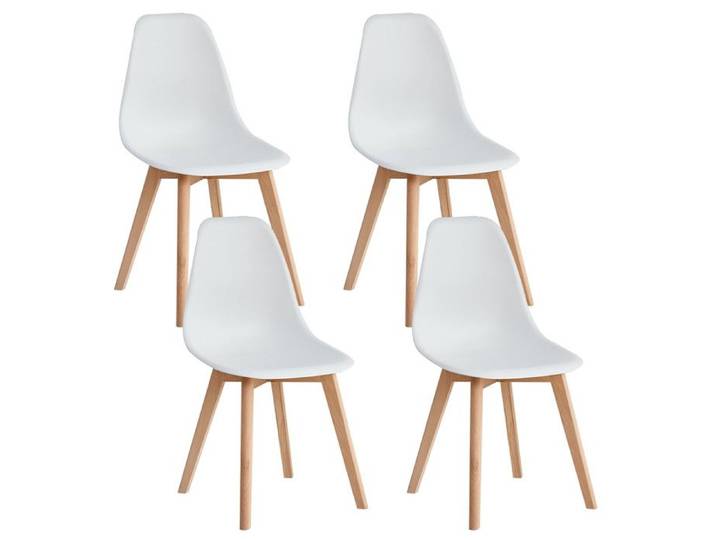 Chaises DOWISDOLY Lot de 4 Chaises de salle à Manger - pieds en bois massif design Scandinave - Blanc
