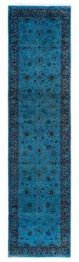 Overton "Fine Vibrance One-of-a-Kind Hand-Knotted Runner Rug - Blue, 2' 6"" x 11' 1"" - 2' 6"" x 11' 1"""