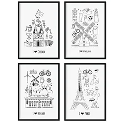 POSTER Set mit 4 Blättern Europa 2 A4 Rahmenlos