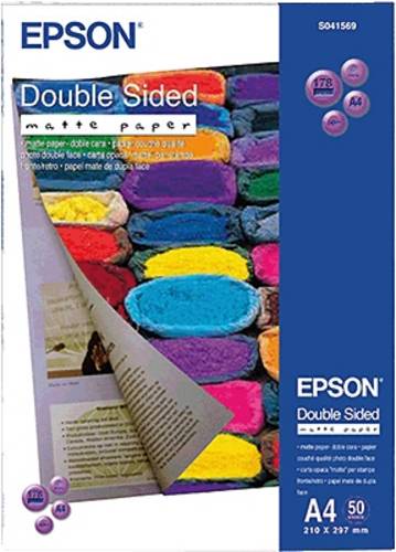 Epson Double-Sided Matte Paper C13S041569 Fotopapier DIN A4 178 g/m² 50 Blatt Beide Seiten bedruckbar, Matt