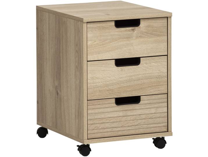 Kontor Rollcontainer Eiche Weiss 40.1x50 - Material: Holzwerkstoff - 61