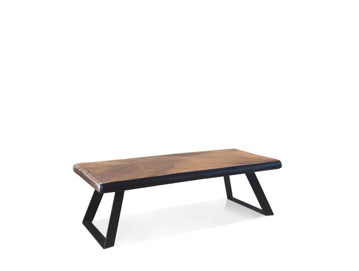 Banc en bois marron et métal noir L 126cm