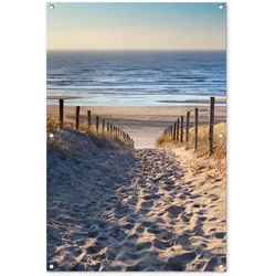 GARTENPOSTER Strand - Meer - Niederlande - Dünen - Sonne Outdoor Bilder 80x120 cm