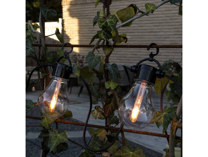 Konstsmide Christmas LED-Solar-Lichterkette Party, 4,2W, bernstein, IP44, 1800K dimmbar, creme / amber, Kunststoff, Modern