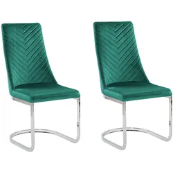 ESSZIMMERSTUHL 2er-Set Samtstoff Grün Altoona