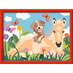 Ravensburger CreArt, Malen nach Zahlen Kinder - Fohlen und Welpe
