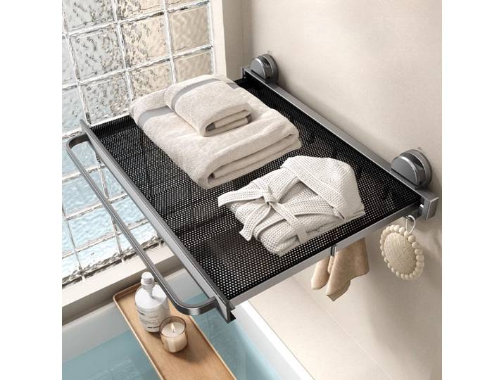Salle de bain ventouse télescopique bain porte-serviettes serviette toilette sans poinçonnage