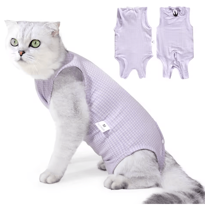 ComfortGuard Cat Recovery Suit Soft Surgical Recovery Onesie purple l