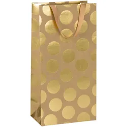 6x Stewo, Geschenkverpackung, Flaschentragetasche Yoko natur/gold 2fach