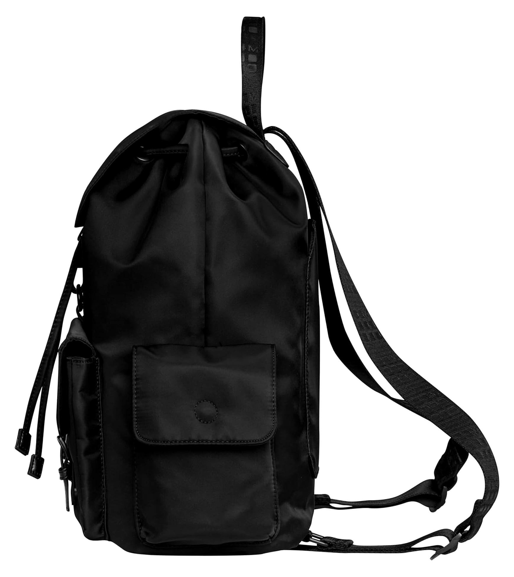Rucksack Medium Kollektion The Legendary, Rucksack für Arbeit und Universität mit gepolsterter Laptoptasche aus 100% recyceltem Material, Maße 39,5 x 39 x 15 cm, Schwarz