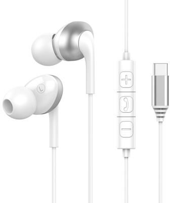 Smart Shopping Spot Type C Wired Earbuds With HD Mic HiFi Stereo Headphones For Android Phones white Type C