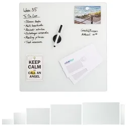 relaxdays Glas-Magnetboard 50 x 50 cm weiß