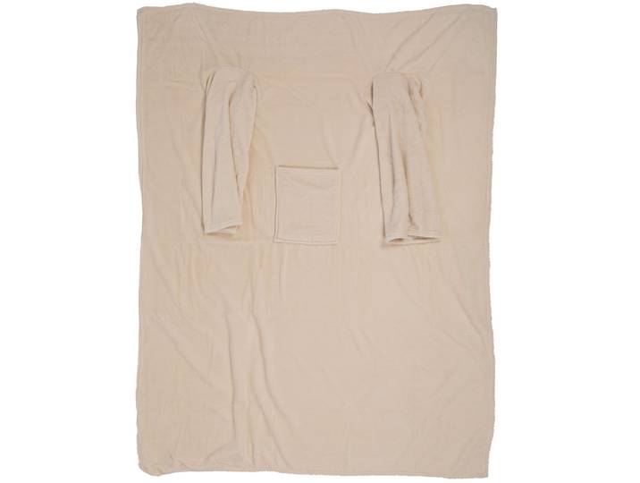 Kuscheldecke mit Ärmeln & Tasche, beige