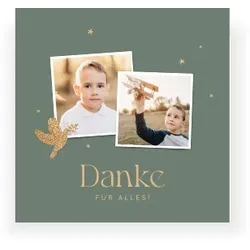 Dankeskarten Kommunion – Doppel-Foto Quadratisch mit Foto