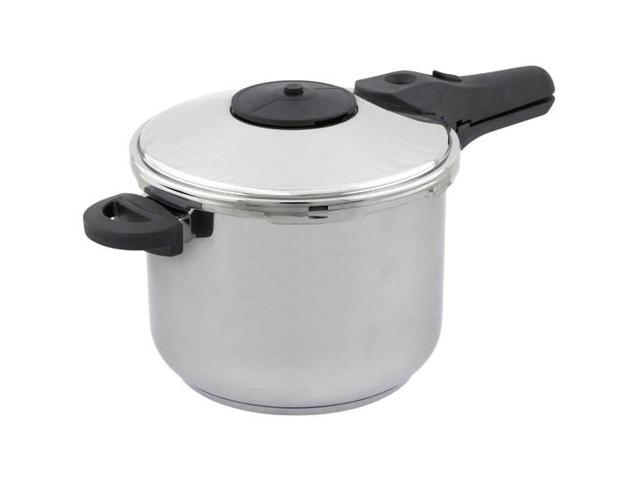 Schnellkochtopf 6 L Edelstahl mit Dampfeinsatz und kratzfest