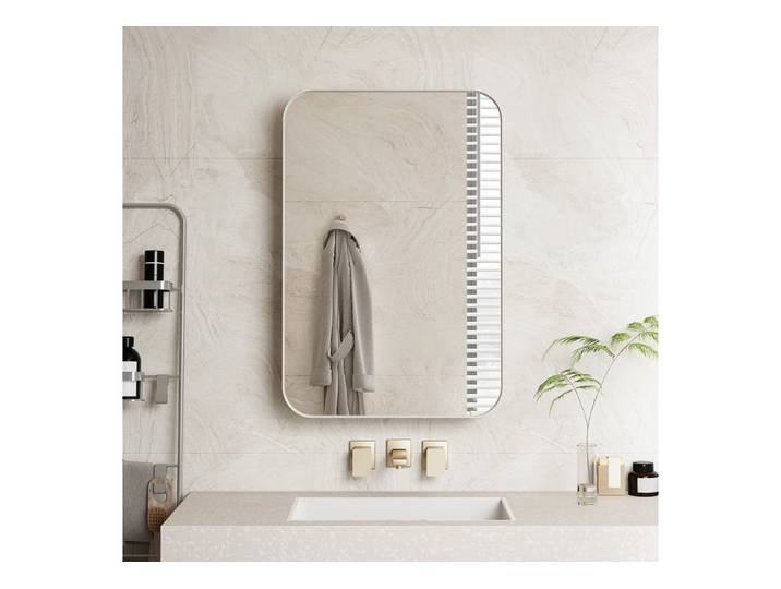 Celya Spiegelschrank Moderner Wand-Badezimmerschrank,Rechteckiger Spiegelschrank (für Bad, Wohnzimmer und Schlafzimmer, Spiegelschrank mit Stauraum) Metallrahmen-Schrank mit Spiegel & einstellbaren Shelves,Weiß