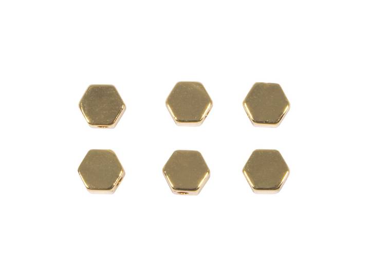 Metall Perlen Hexagon, 6 Stück