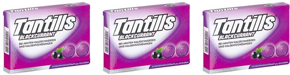 Tantills Halspastillen Blackcurrant (schwarze Johannisbeere) 3x24stk