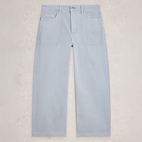 White Stuff Tia Wide Leg Crop Jeans Light Blue