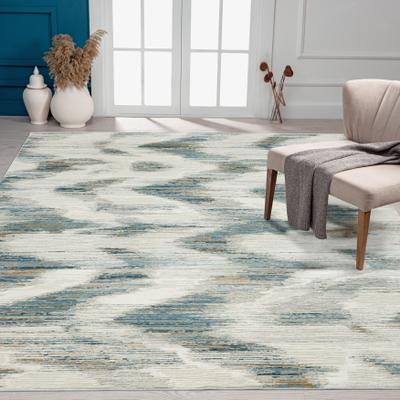 KALATY N Natori Bliss Ikat Blue/Grey Modern Area Rug