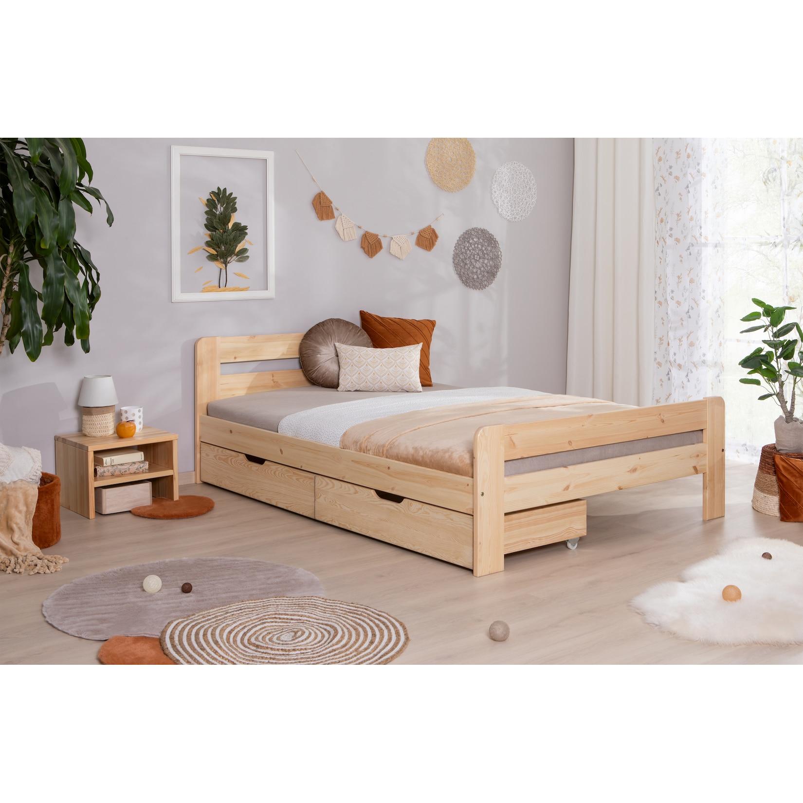 TiCAA Einzelbett Doppelbett Bert Kiefer Natur aus Massivholz