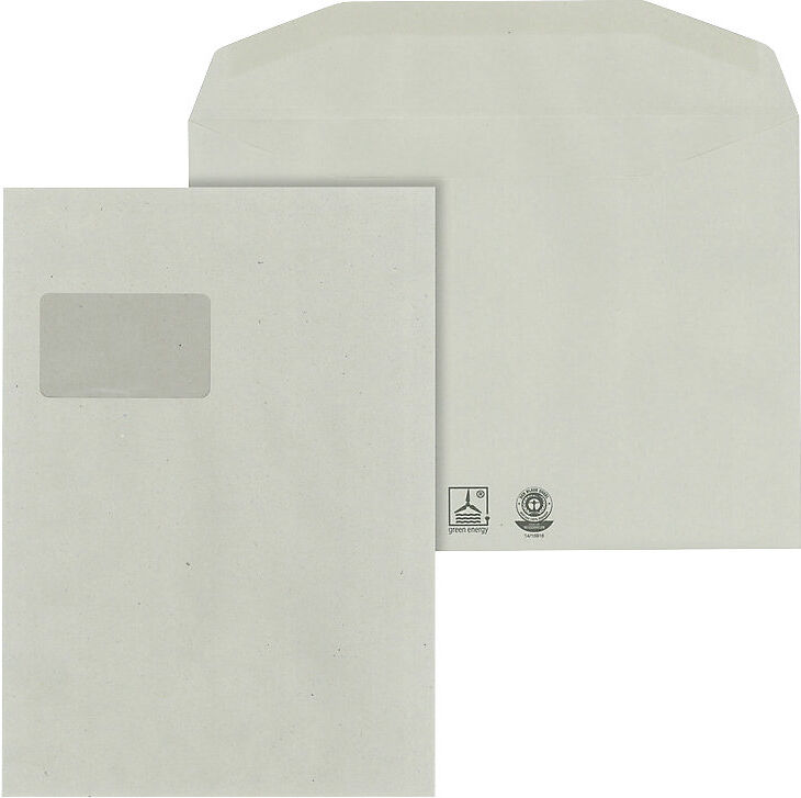 Briefumschläge, Recyclingpapier, Format C4, mit Fenster, VE 500 Stk ratioform economy