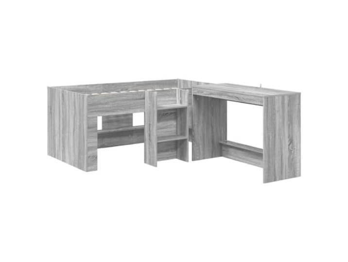 KTHLBRH Hochbett mit Schreibtisch, 2-teilig, Sonoma, Grau Technisches Holz, Schreibtisch 100 x 45 x 75 cm, modernes Design, Schlafzimmer